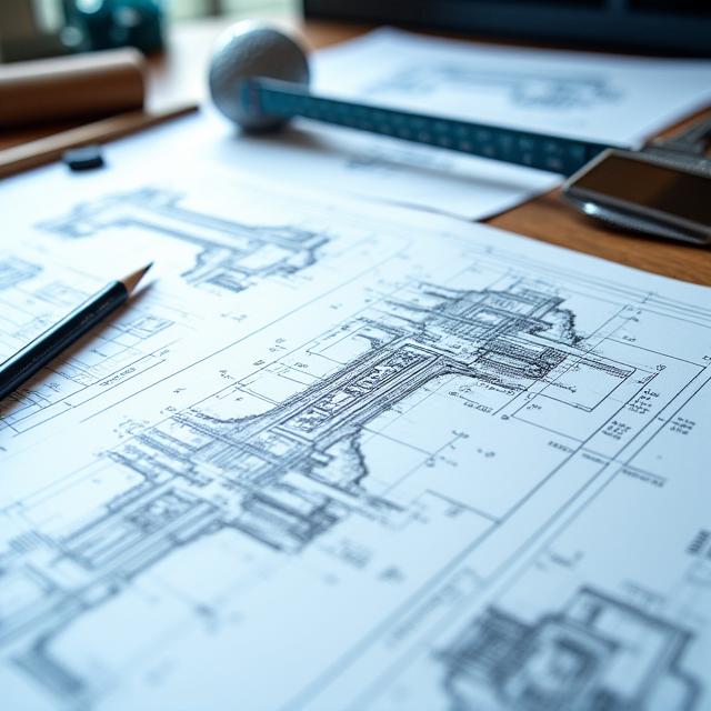 ゴルフクラブの精密な設計図と手書きのメモ